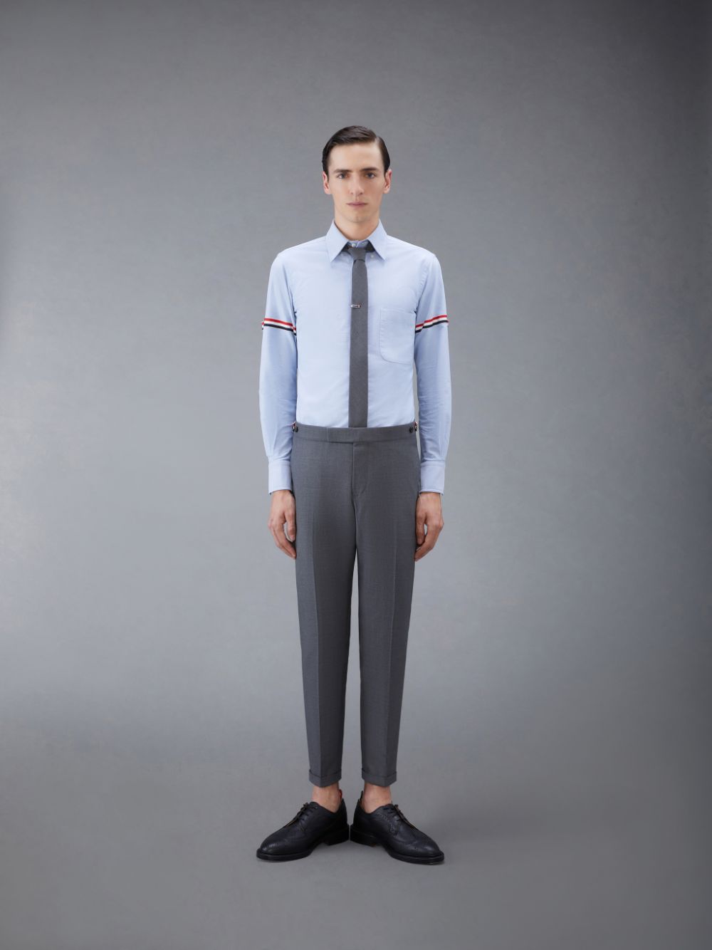 Chemises Thom Browne Light Blue Oxford Grosgrain Armband Classic Homme Bleu | PDY27Q07891