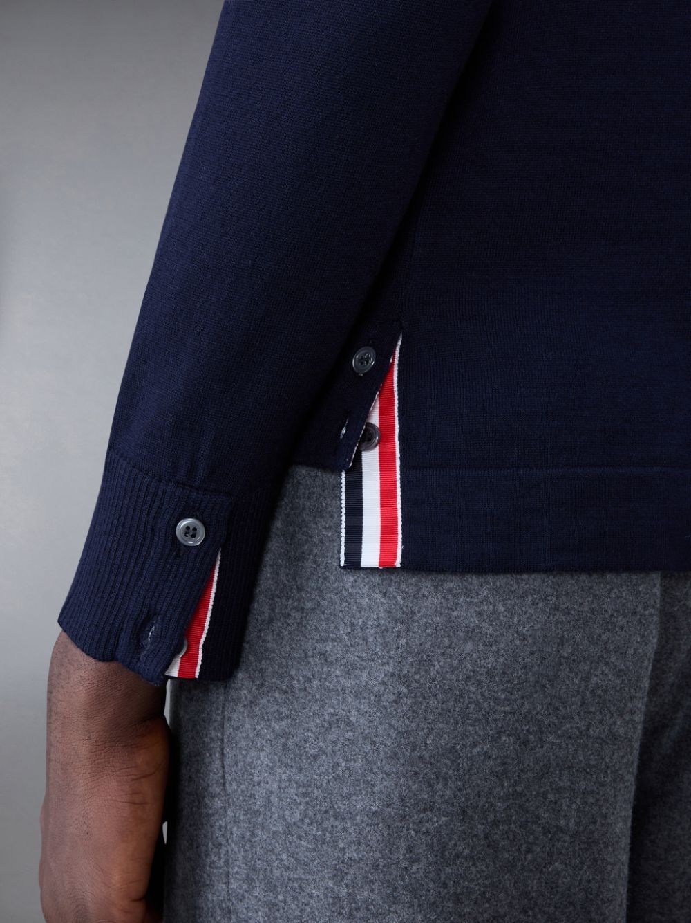Chemises Thom Browne MERINO JERSEY STRIPE INTARSIA Homme Bleu | FDD71N43349
