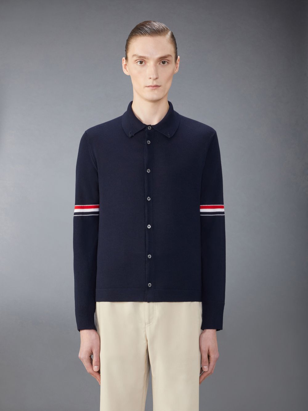 Chemises Thom Browne Merino Wool Armband Homme Bleu | TCP28E11198