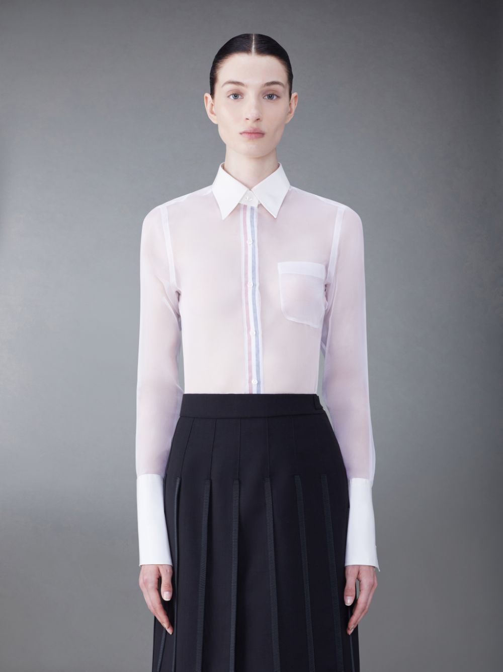 Chemises Thom Browne Organza Classic Femme Blanche | EKB38D22506