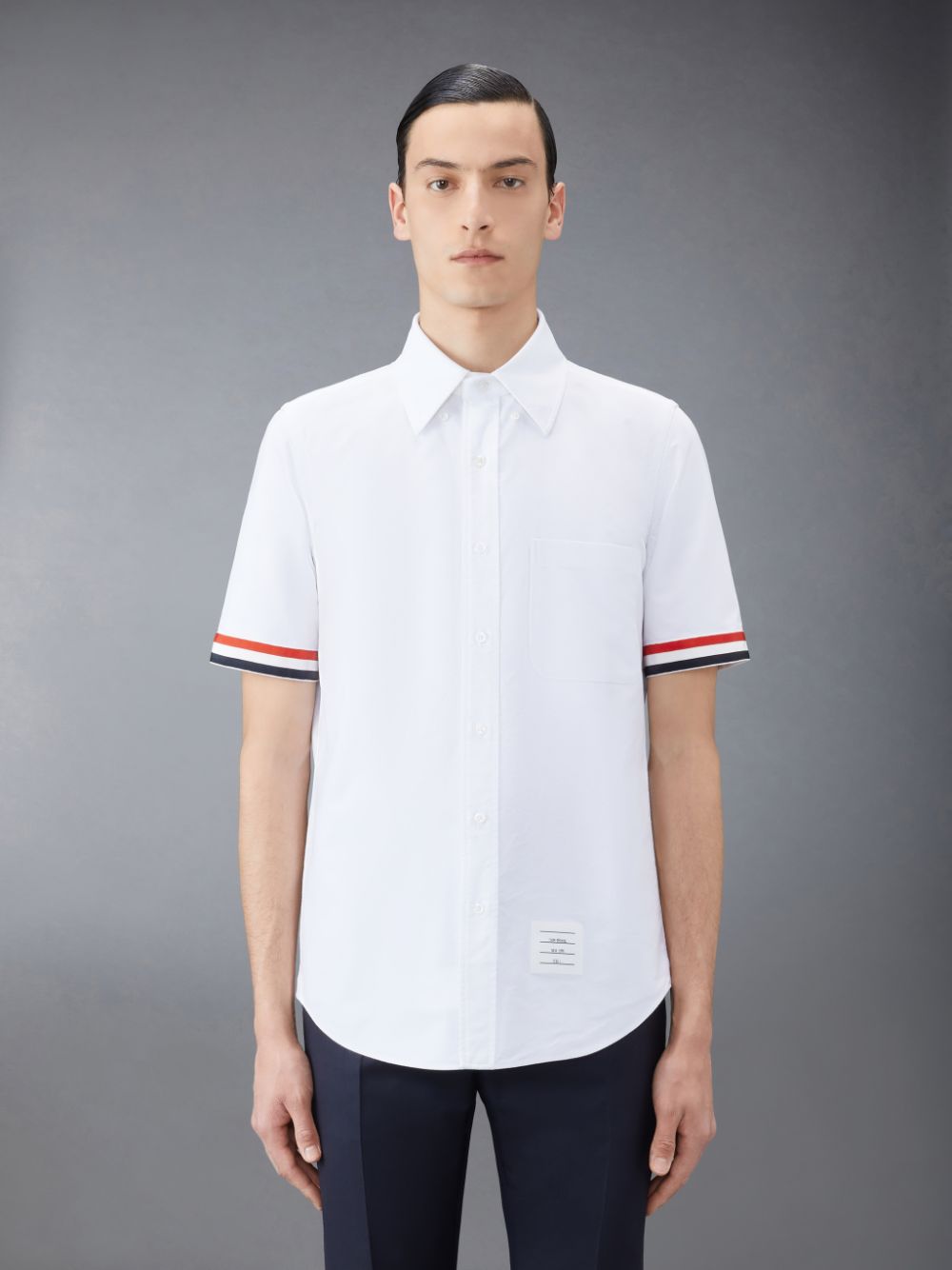 Chemises Thom Browne Oxford Grosgrain Cuff Short Sleeve Homme Blanche | AMB34O28542