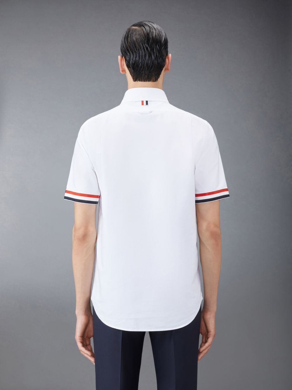 Chemises Thom Browne Oxford Grosgrain Cuff Short Sleeve Homme Blanche | AMB34O28542