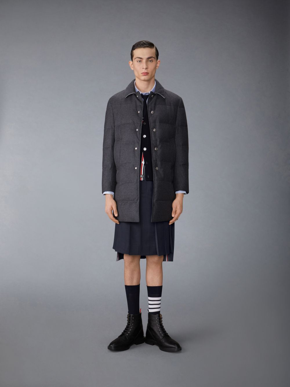 Chemises Thom Browne Oxford Grosgrain Framing Homme Bleu | WOJ04U01632