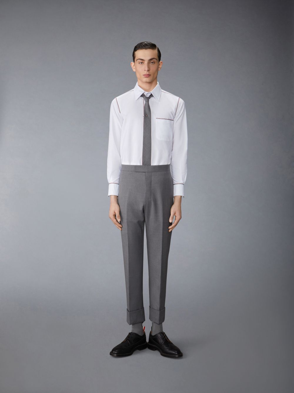 Chemises Thom Browne Oxford Grosgrain Framing Homme Blanche | TQB65B88106