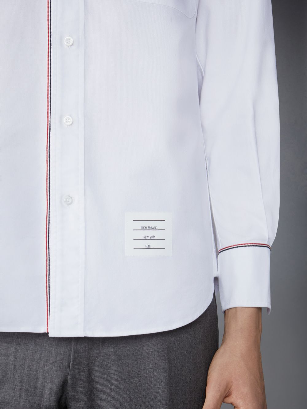Chemises Thom Browne Oxford Grosgrain Framing Homme Blanche | TQB65B88106