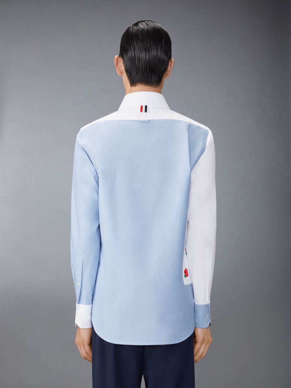 Chemises Thom Browne Oxford Rose and Raven Patch Homme Bleu | NNL83T99676