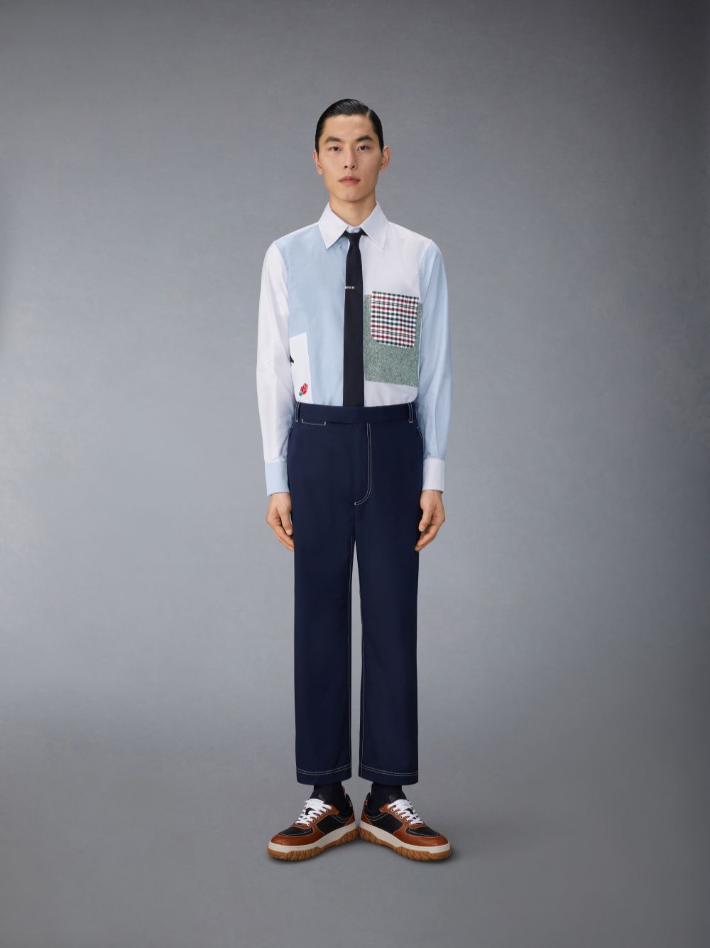 Chemises Thom Browne Oxford Rose and Raven Patch Homme Bleu | NNL83T99676