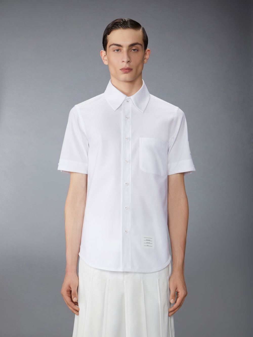 Chemises Thom Browne Oxford Self Tipping and Flag Patch Homme Blanche | NSY34M57108