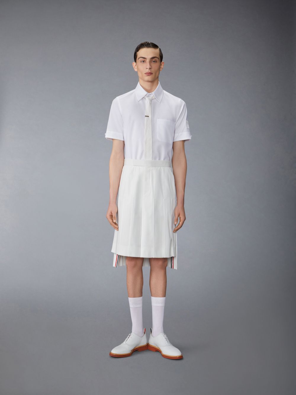 Chemises Thom Browne Oxford Self Tipping and Flag Patch Homme Blanche | NSY34M57108