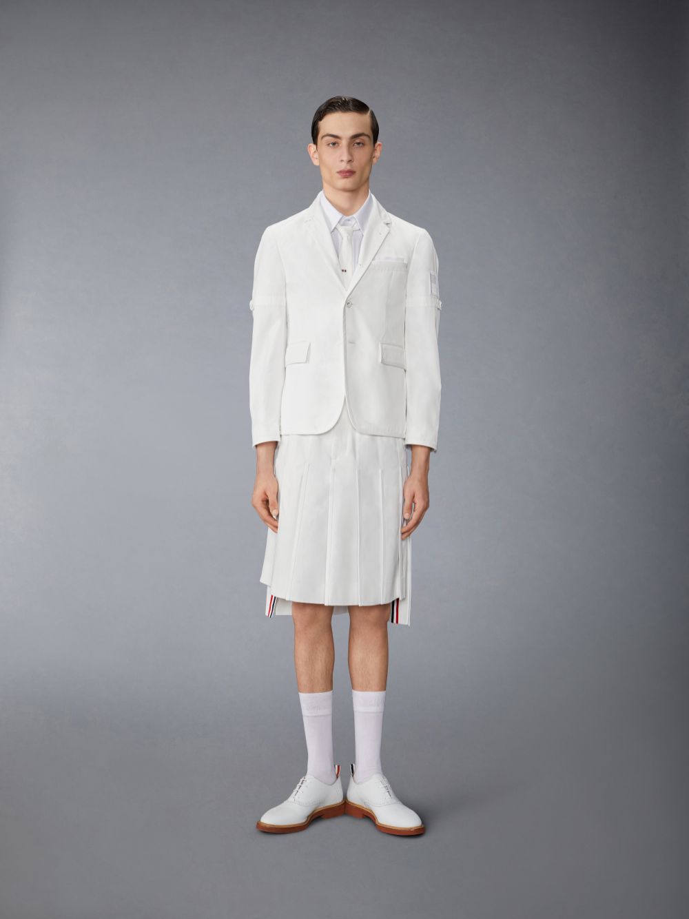 Chemises Thom Browne Oxford Self Tipping and Flag Patch Homme Blanche | NSY34M57108