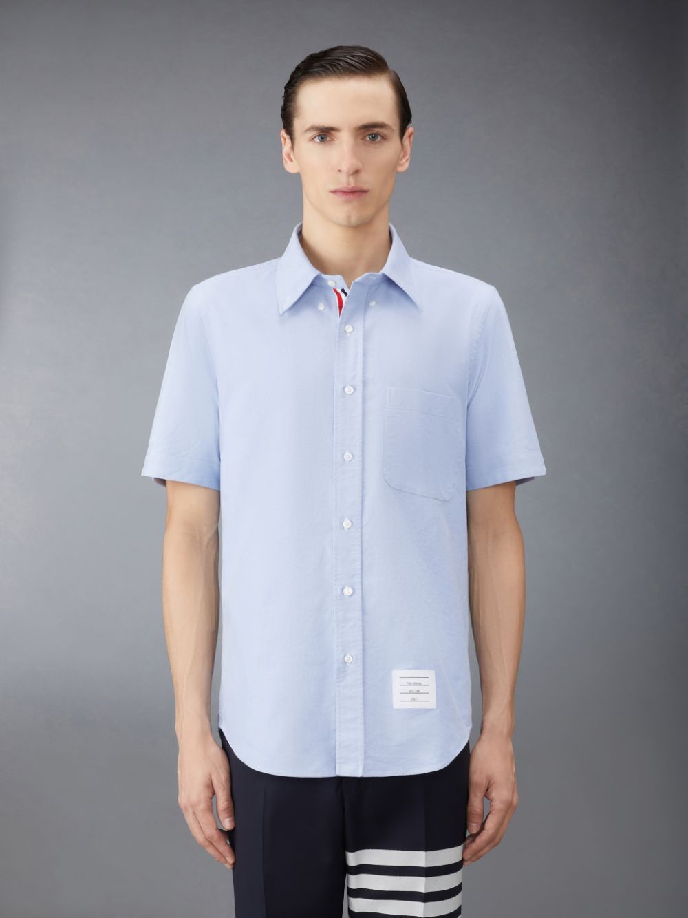 Chemises Thom Browne Oxford Short Sleeve Homme Bleu | CUO00J78515