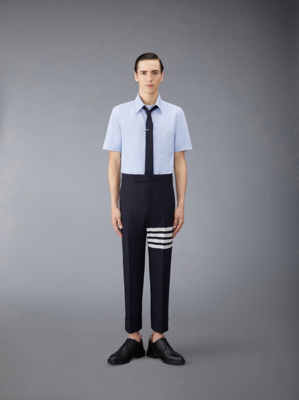 Chemises Thom Browne Oxford Short Sleeve Homme Bleu | CUO00J78515