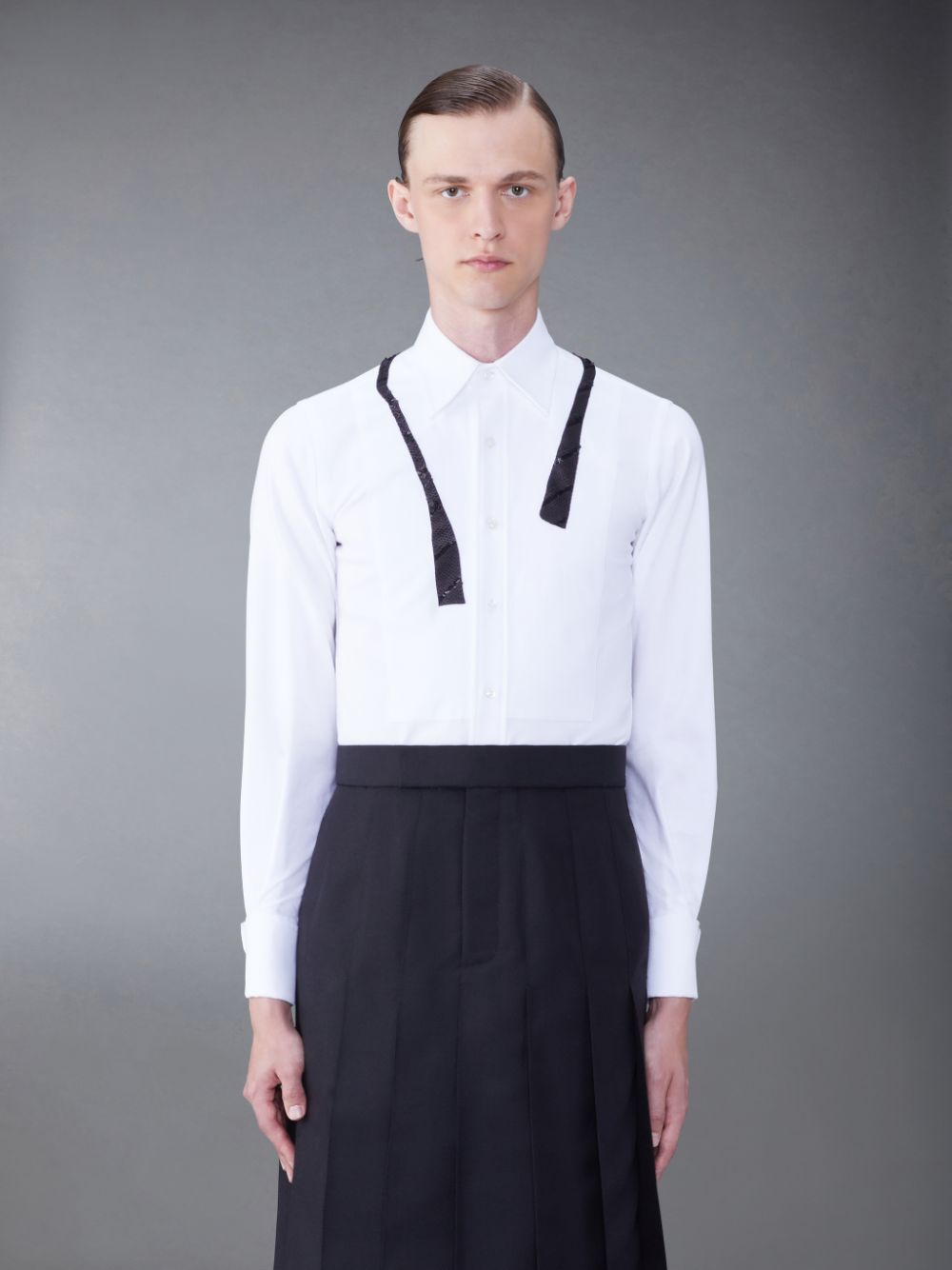 Chemises Thom Browne Pique Sequin Homme Blanche | RYJ11I24869