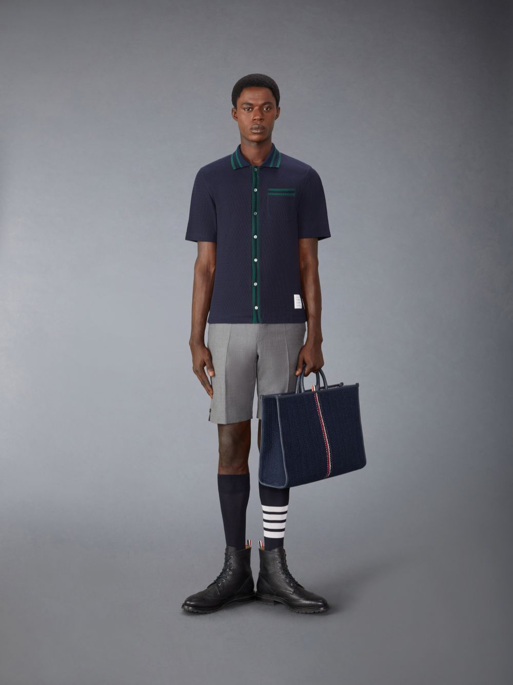 Chemises Thom Browne Pointelle Cotton Homme Bleu | WEG58M52989