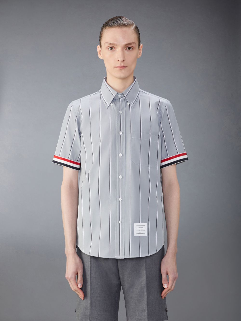 Chemises Thom Browne Poplin Striped Homme Grise | TTI74J01905