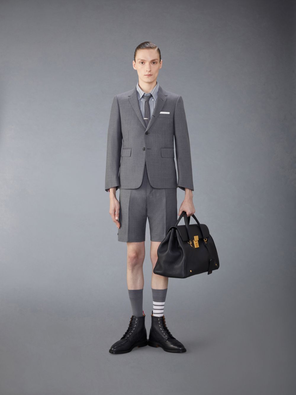 Chemises Thom Browne Poplin Striped Homme Grise | TTI74J01905