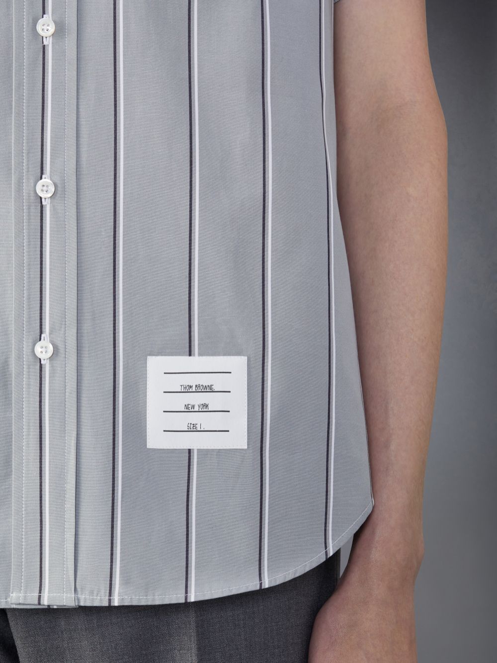 Chemises Thom Browne Poplin Striped Homme Grise | TTI74J01905
