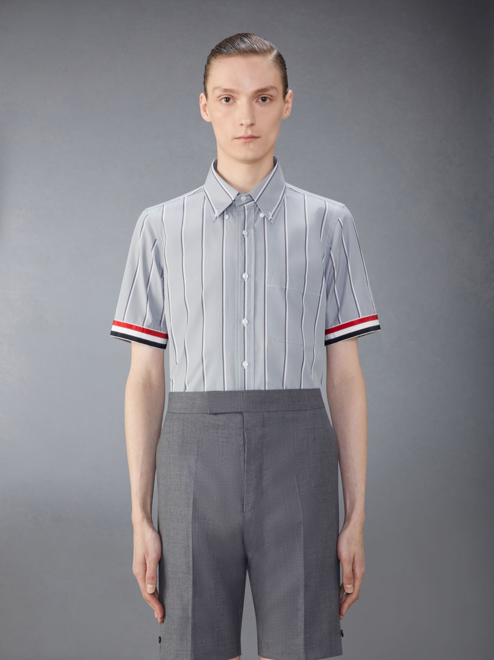 Chemises Thom Browne Poplin Striped Homme Grise | TTI74J01905