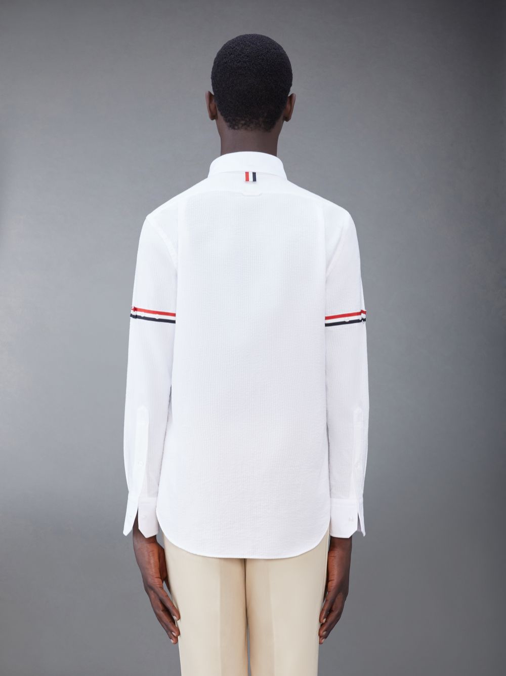 Chemises Thom Browne Seersucker Armband Homme Blanche | REG74N25407