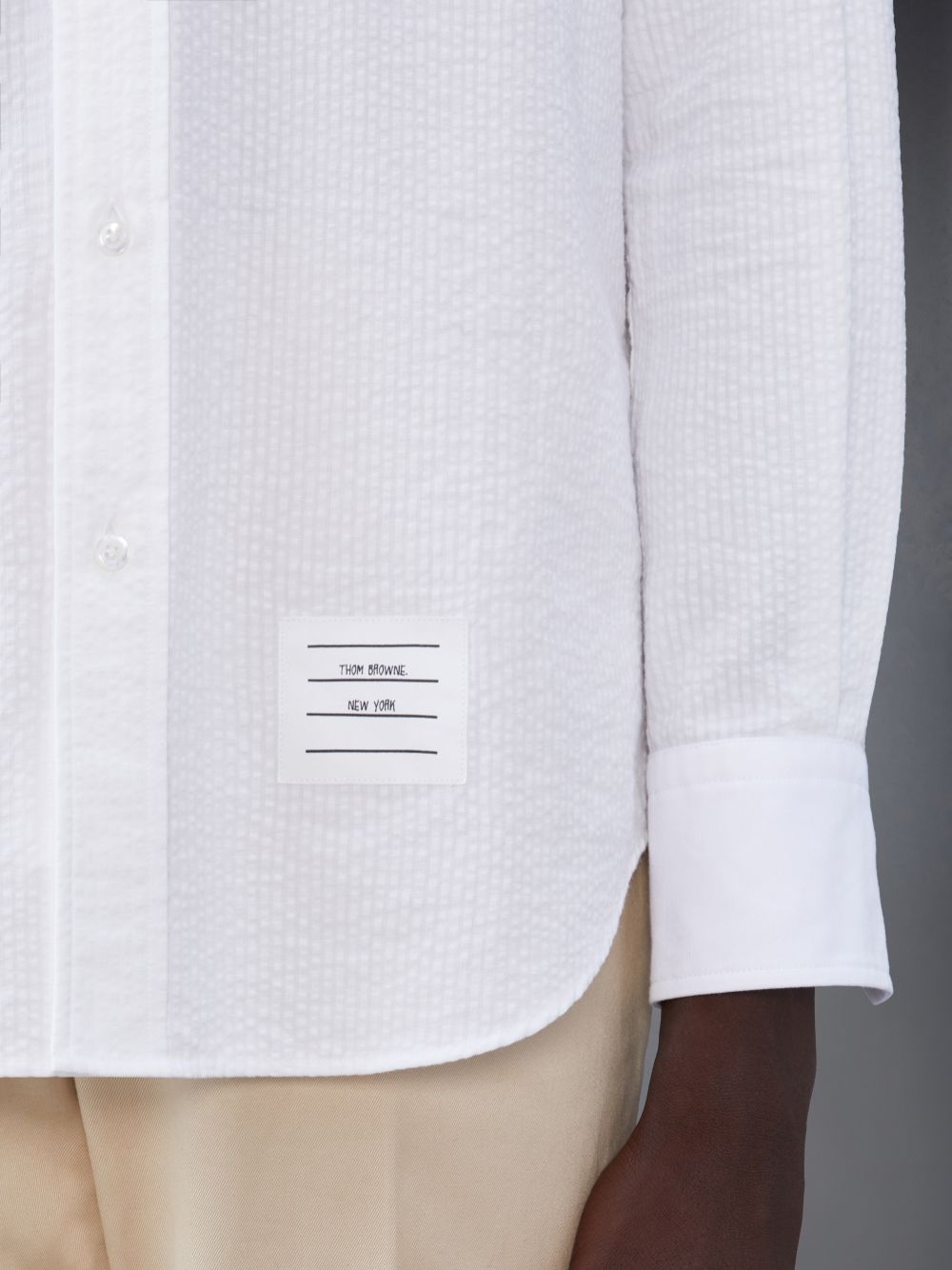 Chemises Thom Browne Seersucker Armband Homme Blanche | REG74N25407