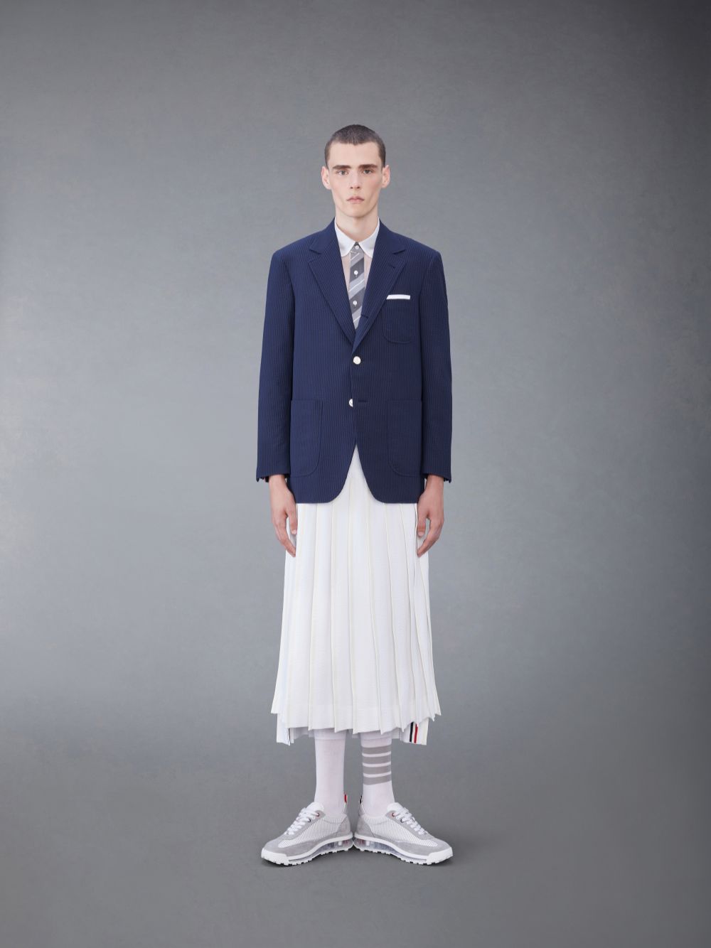Chemises Thom Browne Silk Organza Tie Applique Round Collar Homme Blanche | PKY12Q53193