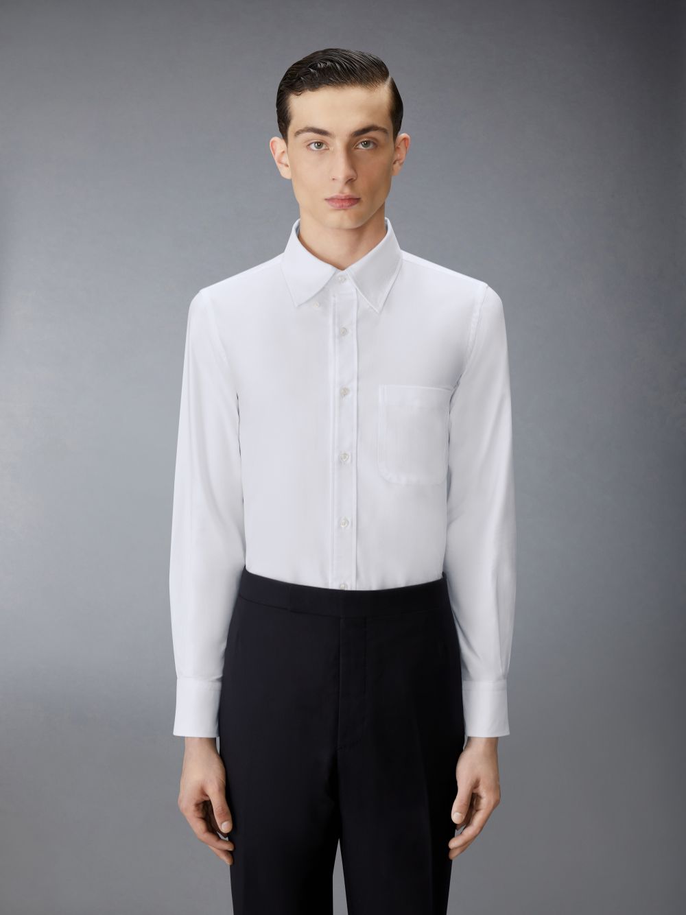 Chemises Thom Browne Solid Oxford Nevermore Embroidery Homme Blanche | VJX78D85163