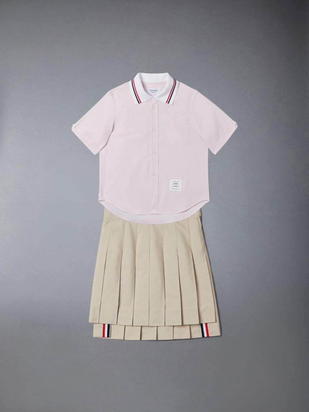 Chemises Thom Browne Solid Poplin Polo Garcon Rose | SNH34A01485