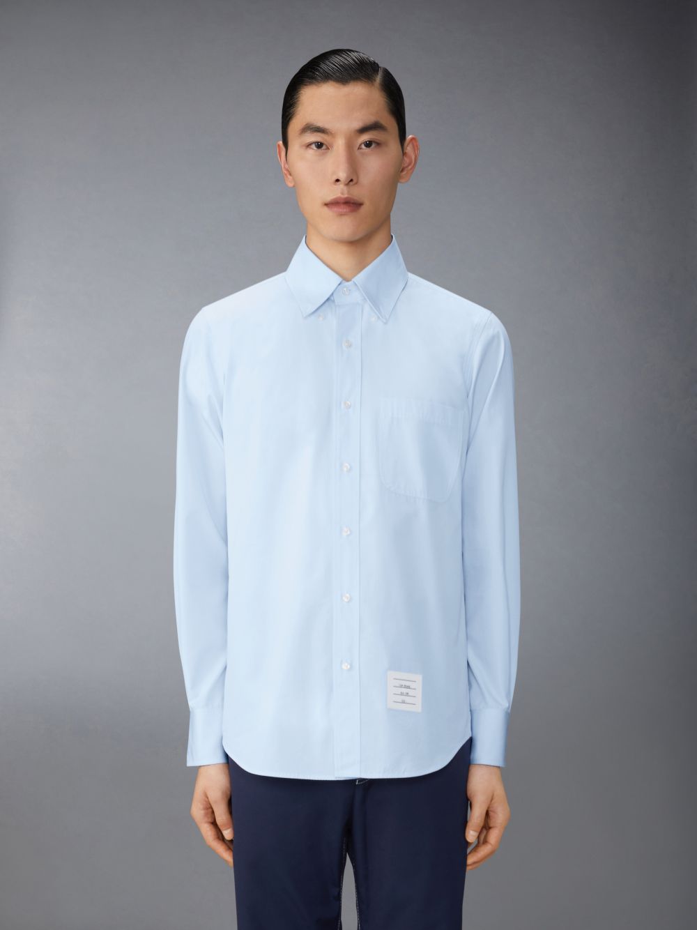 Chemises Thom Browne Solid Poplin Twin Needle Contrast Topstitching Homme Bleu | IVG73N85460