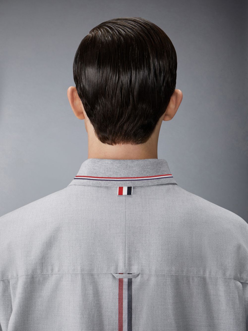 Chemises Thom Browne Stripe Cotton Flannel Oversized Homme Grise | DMJ82B54048
