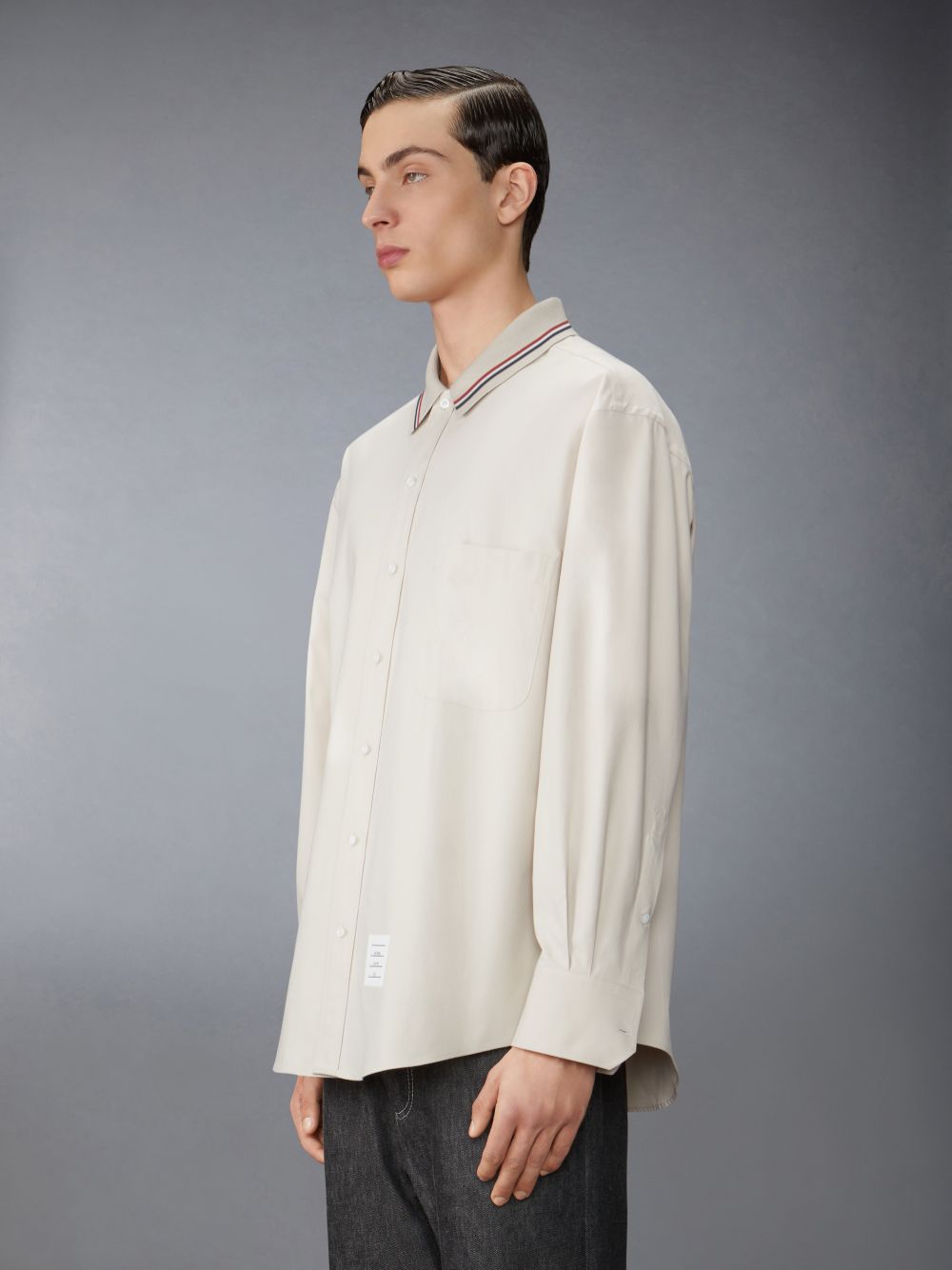 Chemises Thom Browne Stripe Cotton Flannel Oversized Homme Beige | ZBM99D16030