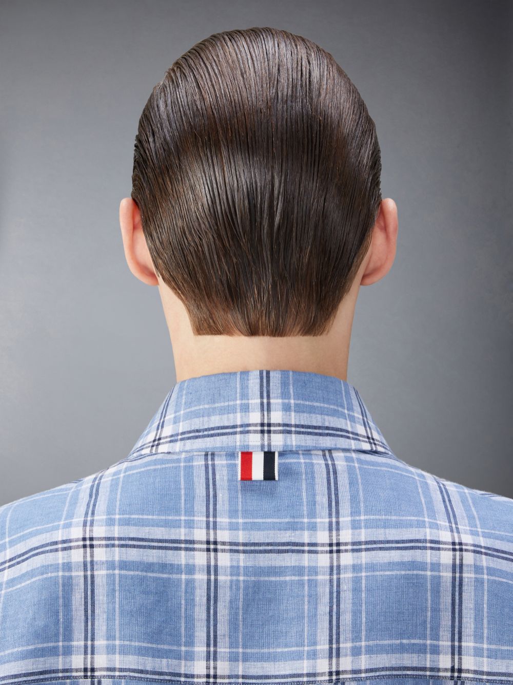 Chemises Thom Browne Stripe Linen Armband Oversized Homme Bleu | HOJ29Q91497