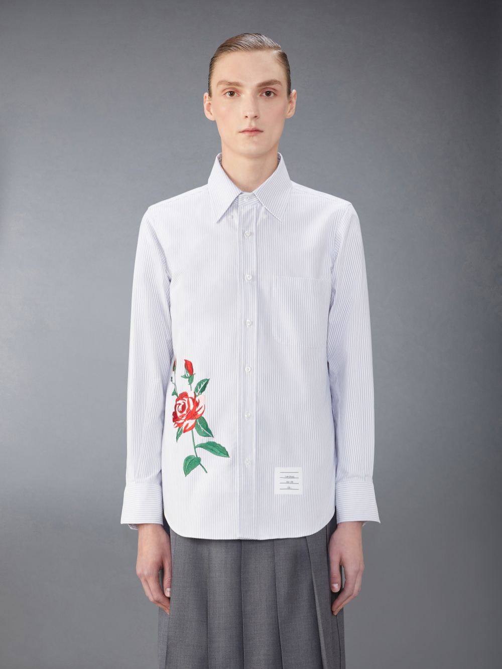 Chemises Thom Browne Stripe Oxford Rose Homme Grise | VTH81W74584