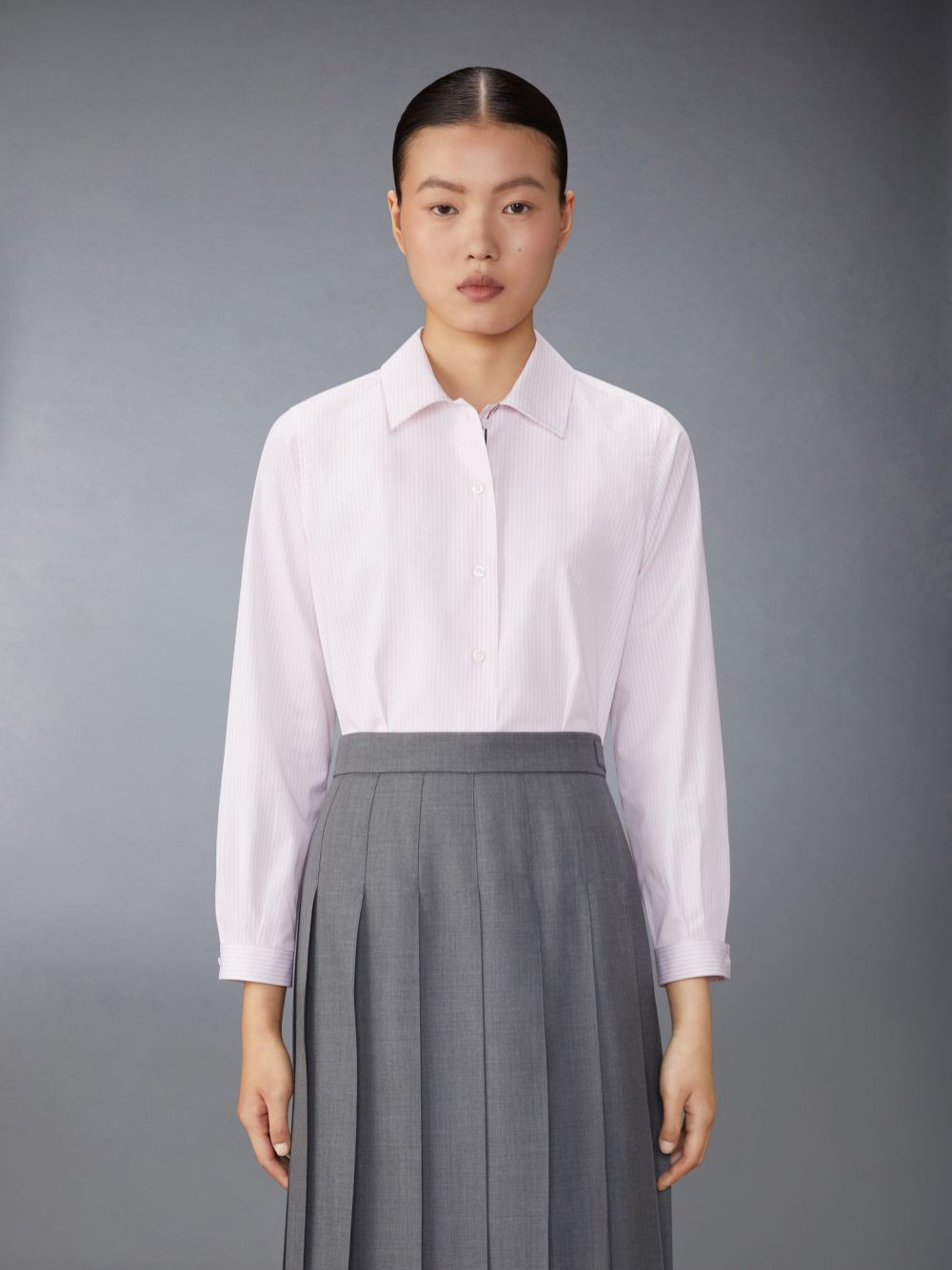 Chemises Thom Browne University Stripe Poplin Tucked Femme Rose | YDD29Y84132