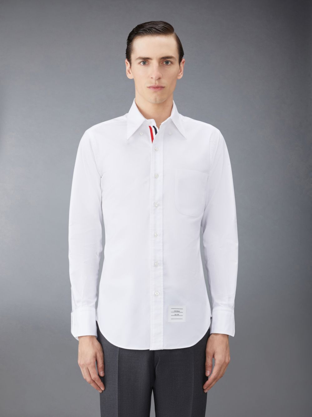 Chemises Thom Browne White Cotton Oxford Grosgrain Placket Homme Blanche | NSH55U17378