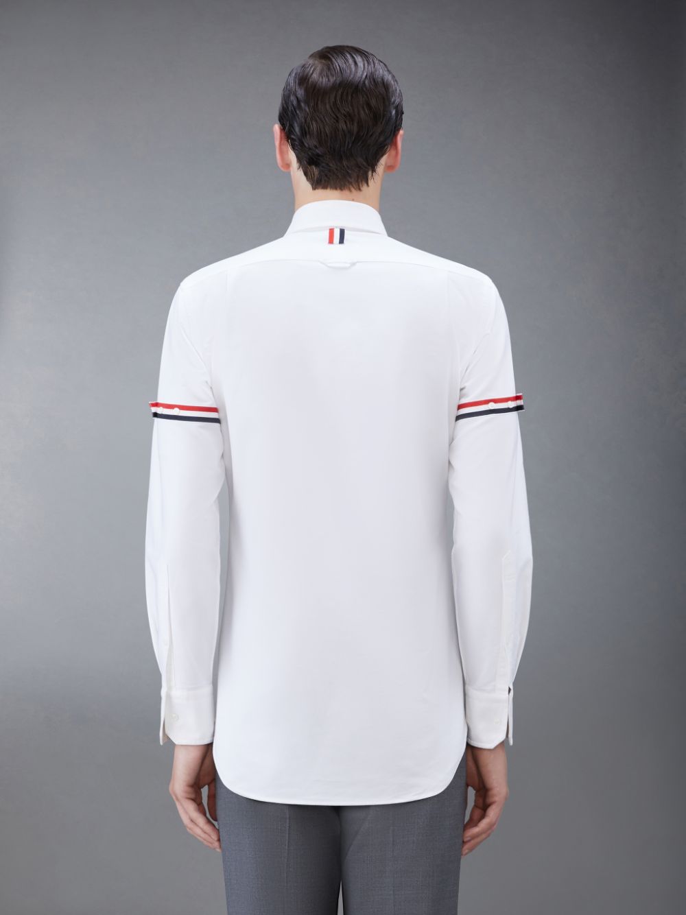 Chemises Thom Browne White Oxford Striped Grosgrain Armband Classic Homme Blanche | KYO27S32958