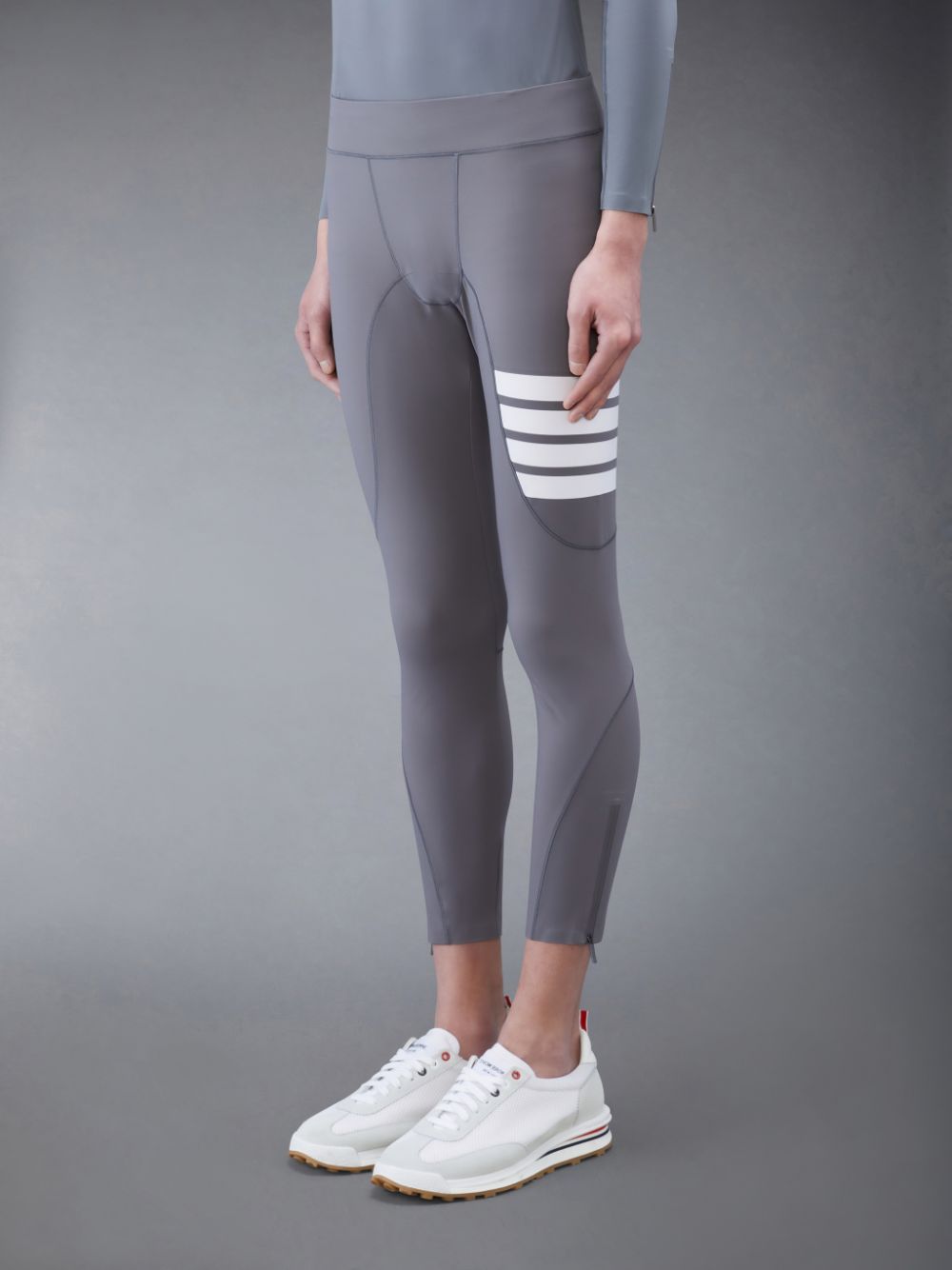 Collant Thom Browne Interlock 4-Bar Compression Homme Grise | PII86O48705