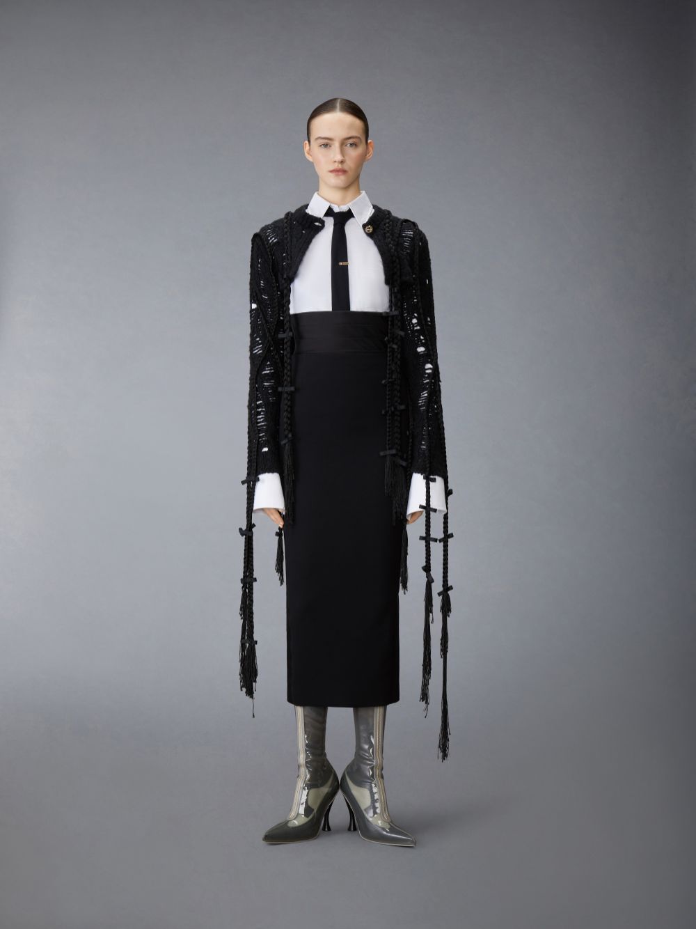 Corset Thom Browne Silk Faille Cummerbund Corset Femme Noir | YLB91P26073