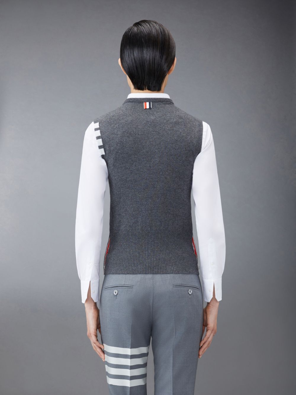 Gilet Thom Browne Cashmere 4-Bar Classic Shell Top Femme Grise | UXE72X34263