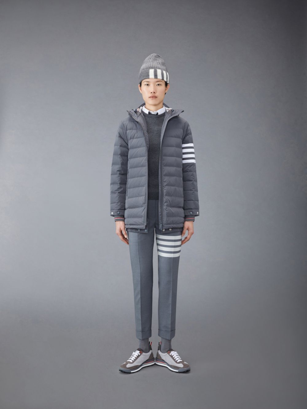 Gilet Thom Browne Cashmere 4-Bar Classic Shell Top Femme Grise | UXE72X34263