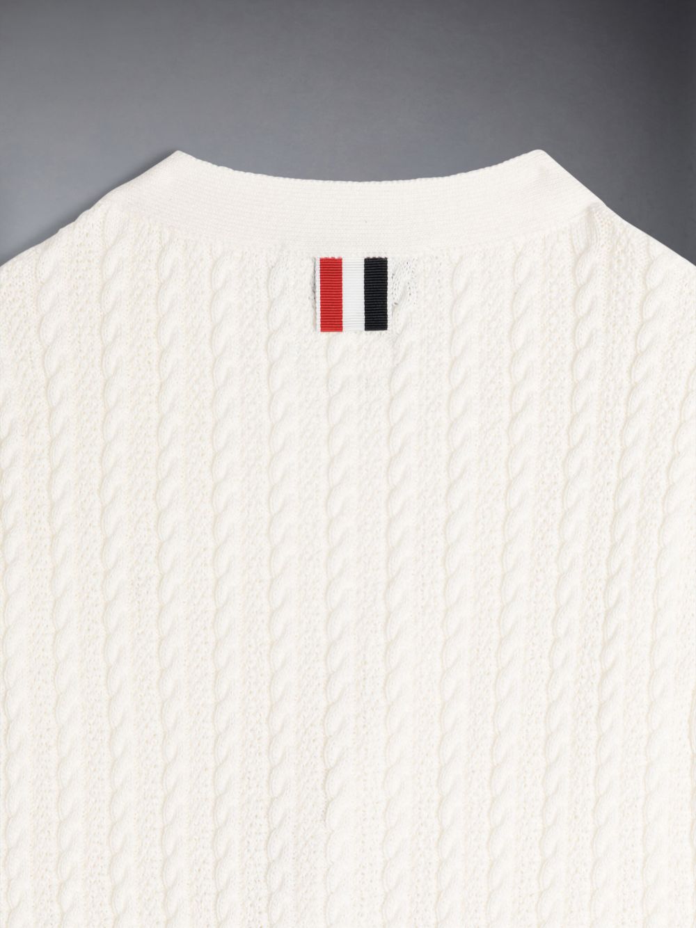 Gilet Thom Browne Cotton Cable Knit V-neck Cardigan Garcon Blanche | ZGH57R89799