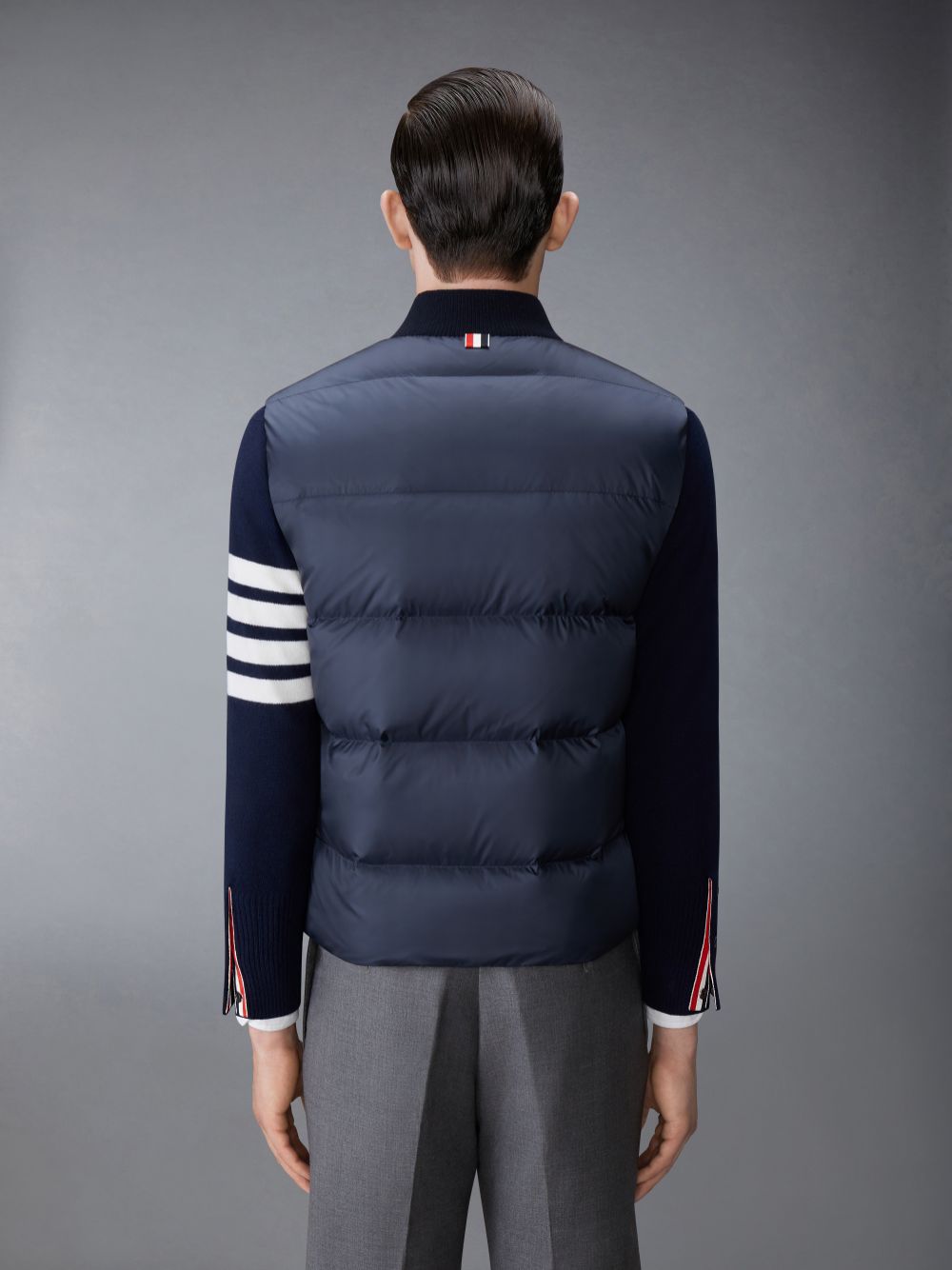 Gilet Thom Browne Matte Nylon 4-Bar Down Homme Bleu Marine | RYF04T55447