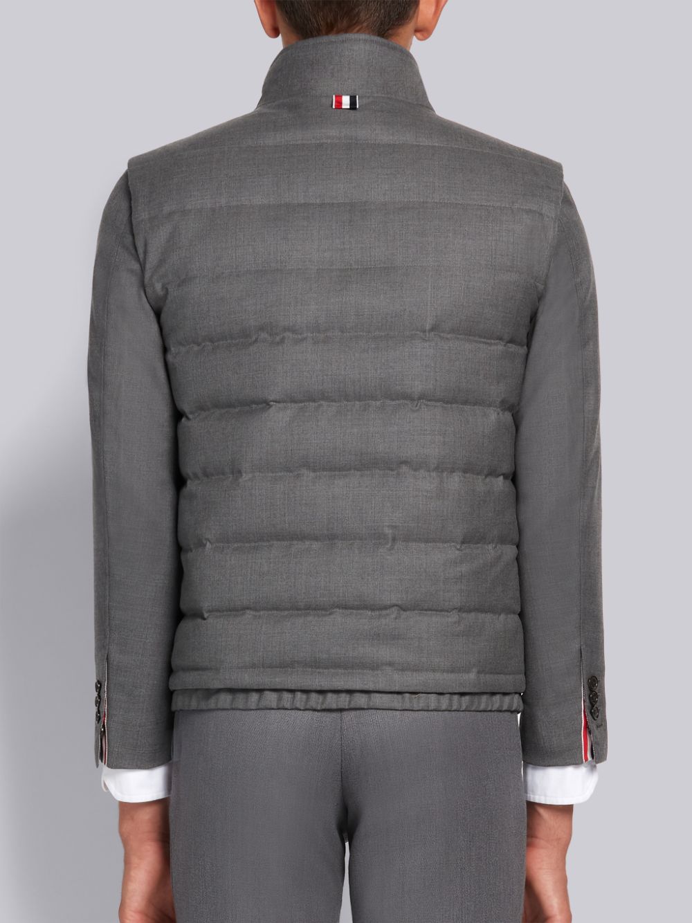 Gilet Thom Browne Medium Down Filled Super 120s Twill Ski Homme Grise | ZJJ80U06842