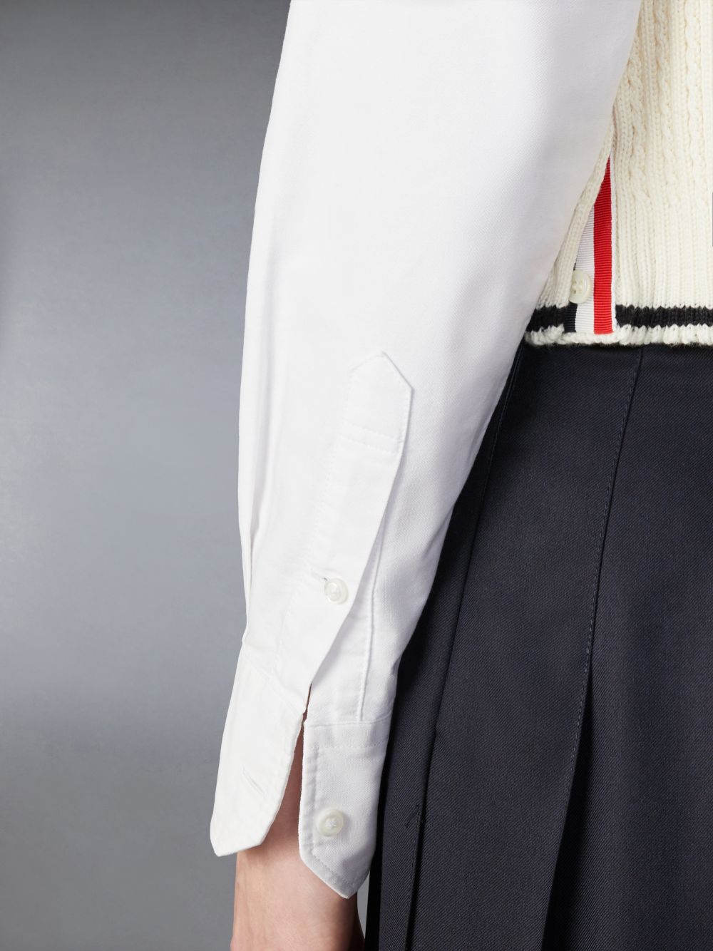 Gilet Thom Browne Merino Wool 4-Bar Cropped Cable Cardigan Femme Blanche | XOS49B01794