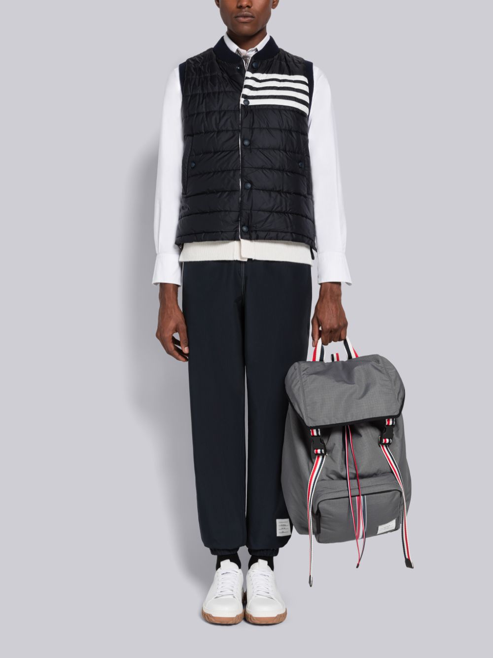 Gilet Thom Browne Nylon And Cashmere Reversible Tech Homme Bleu | TSL72Y03546