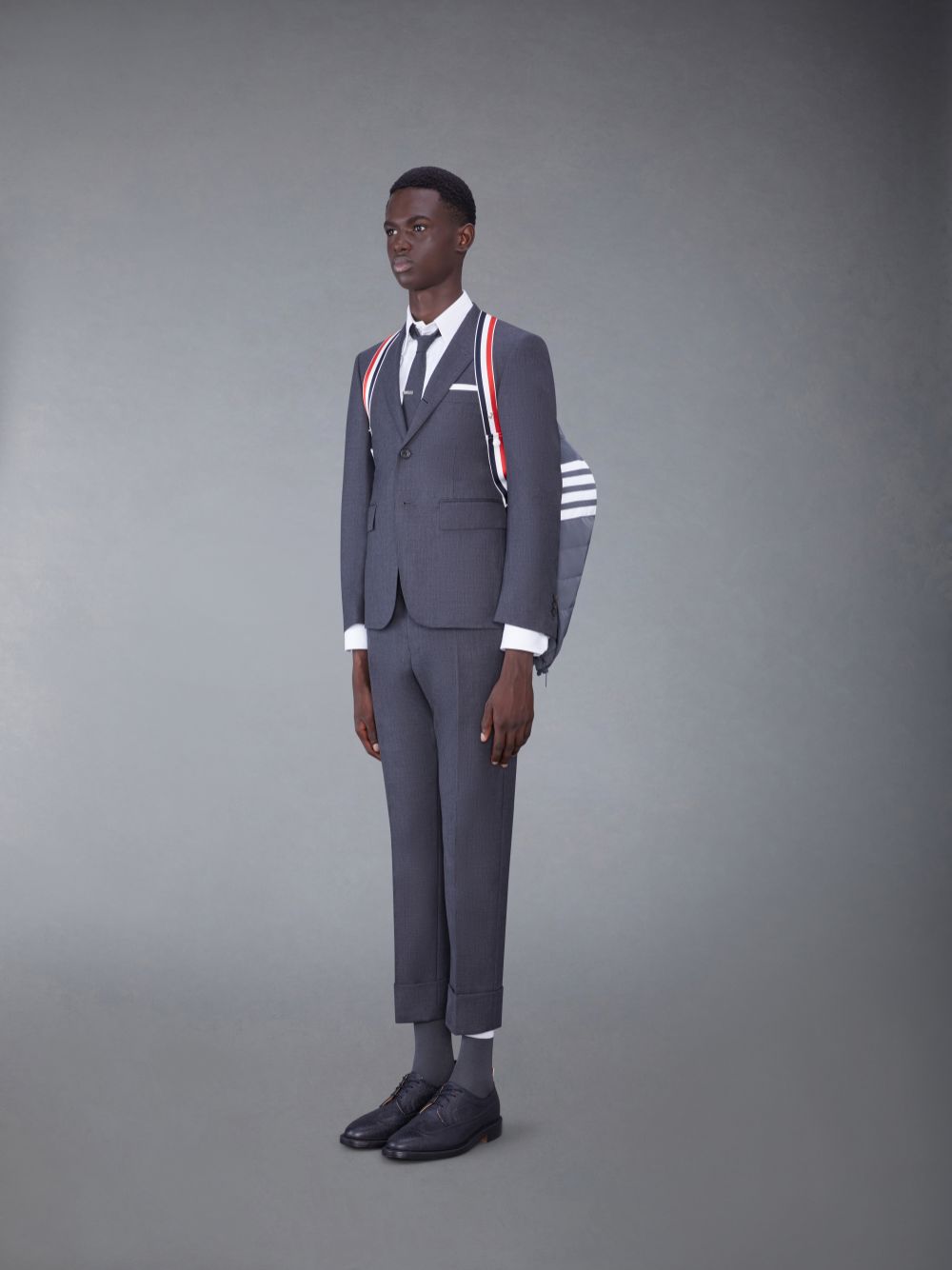 Gilet Thom Browne Poly Twill 4-Bar Down Ski Homme Grise | XOM12B72183