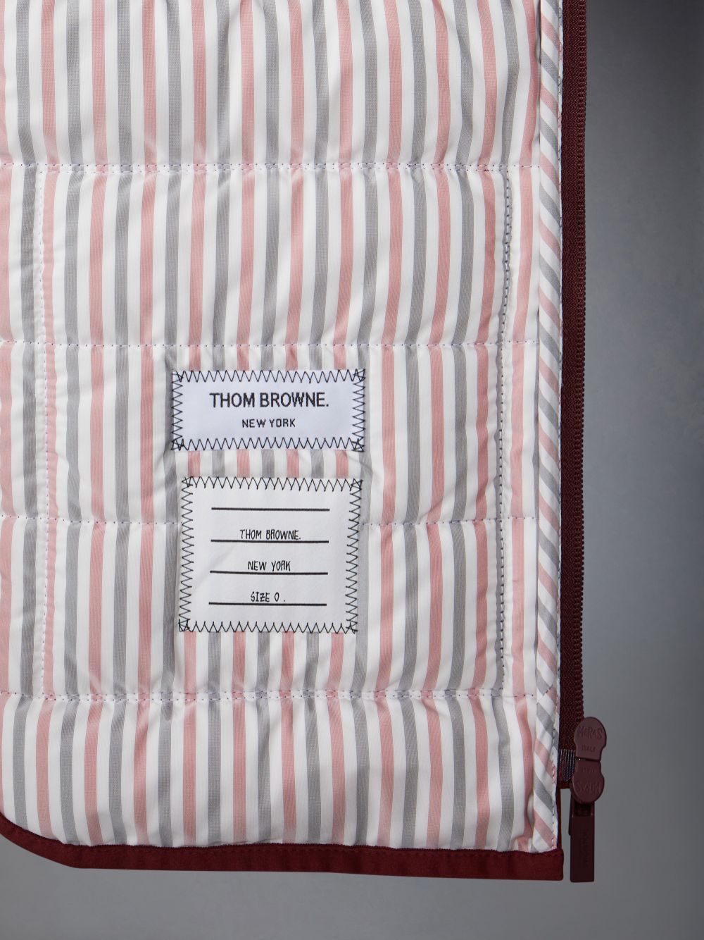 Gilet Thom Browne Poly Twill Down Fill 4-Bar Funnel Neck Knit Panel Homme Rouge | FAQ46D29250