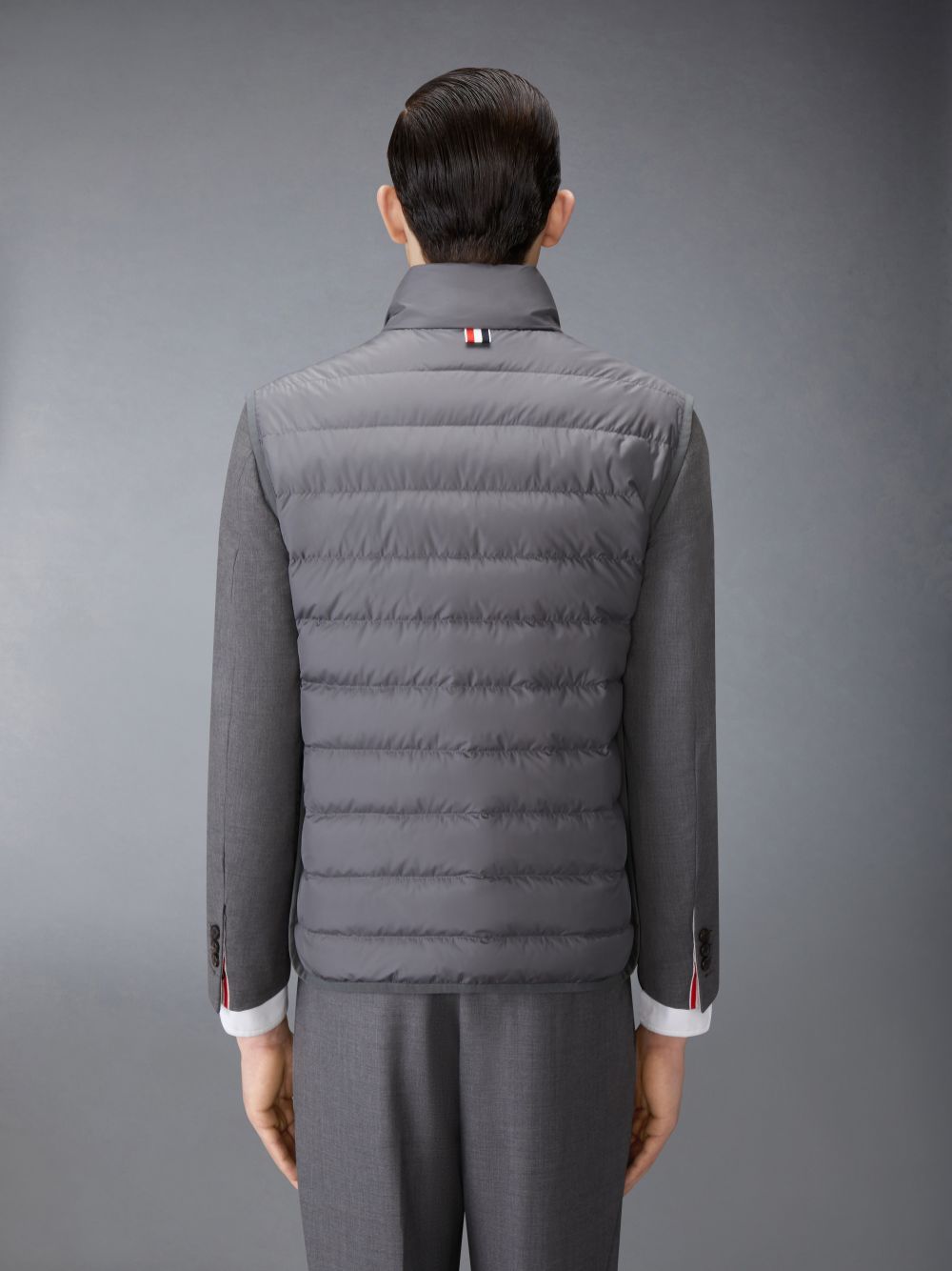 Gilet Thom Browne ULTRA LIGHT NYLON TECH FUNNEL NECK DOWN Homme Grise | DYP43O34969