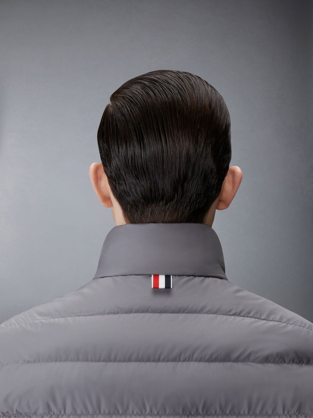 Gilet Thom Browne ULTRA LIGHT NYLON TECH FUNNEL NECK DOWN Homme Grise | DYP43O34969