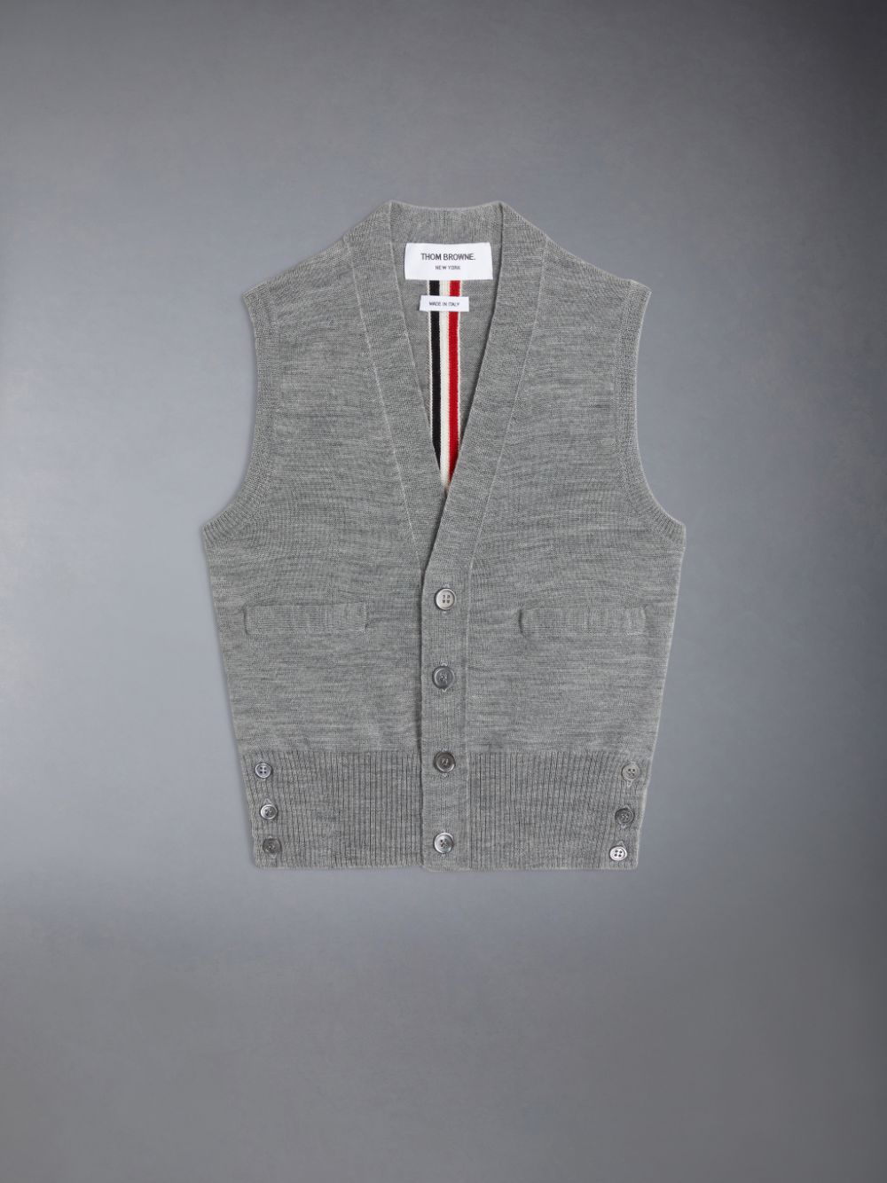 Gilet Thom Browne Wool Stripe V-neck Cardigan Garcon Grise | RVB36N31879