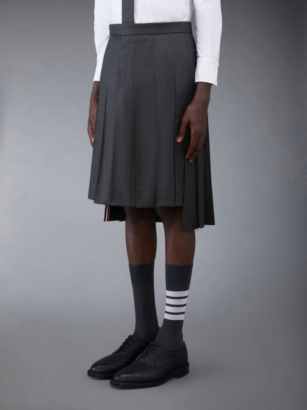 Jupes Thom Browne Classic Twill Pleated Homme Grise | TMR49C33451